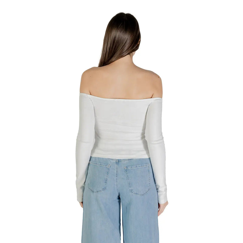 Womens white off the shoulder long sleeved top made from soft fabric perfect for casual and formal occasions