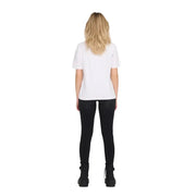 Women’s white t-shirt by Only showing the back with a subtle logo and short sleeves in a soft cotton blend