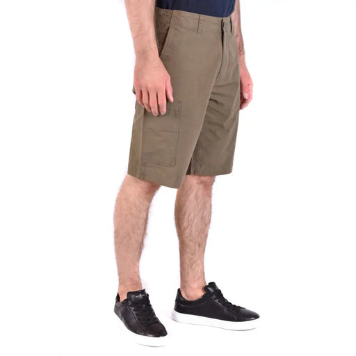 Woolrich men green cotton shorts with khaki cargo multiple pockets classic casual design from spring summer collection