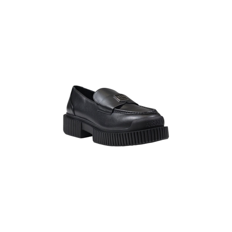 Armani Exchange Women's Black Leather Moccasin Slippers