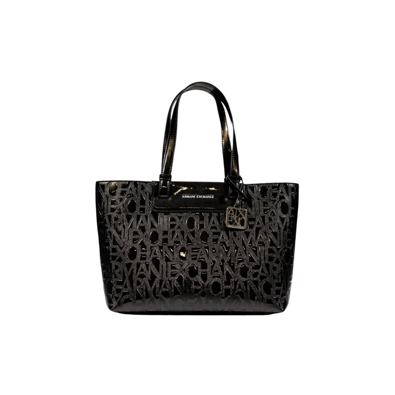 Armani Exchange Black Print Handbag with Zip Pockets