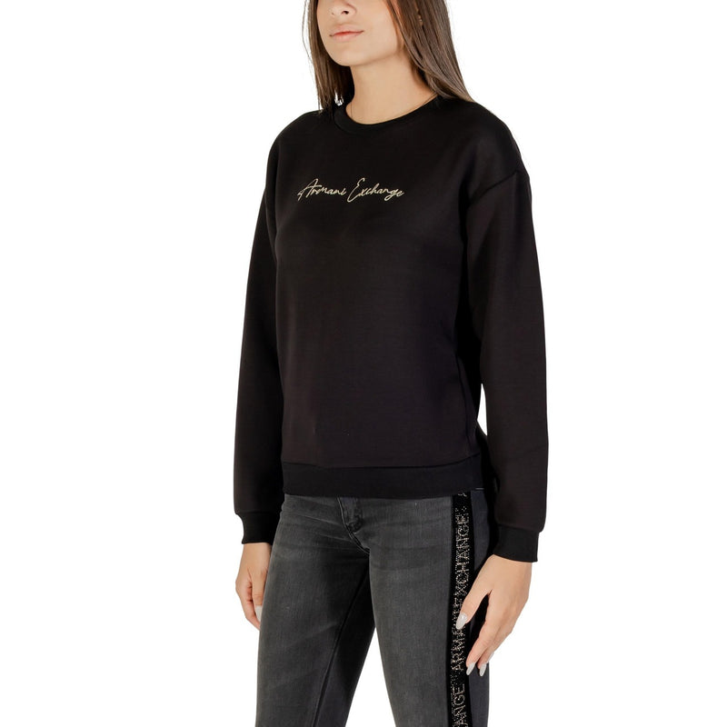 Armani Exchange Women Noir Imprimé Manches Longues Col Rond Sweatshirt