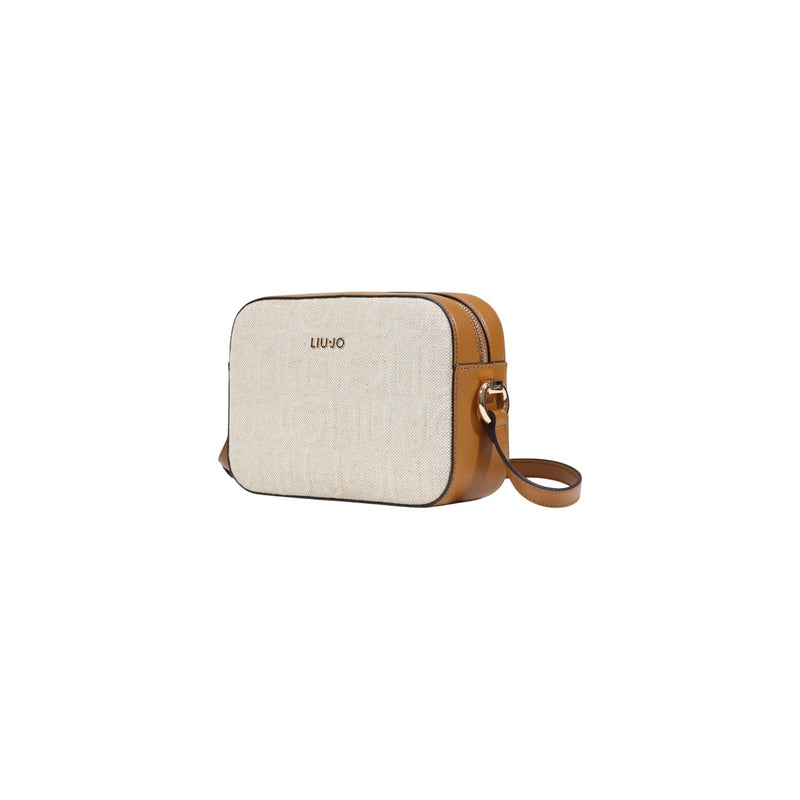 Liu Jo Beige Cotton Linen Shoulder Bag with Zip Closure
