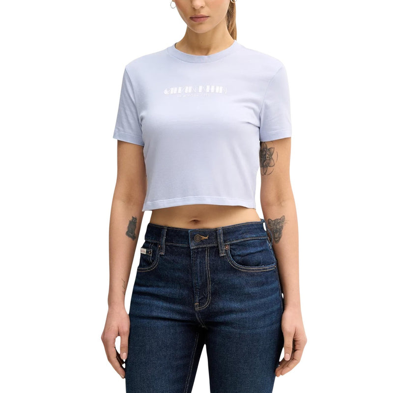 Calvin Klein Jeans Femme T-shirt en coton imprimé lilas