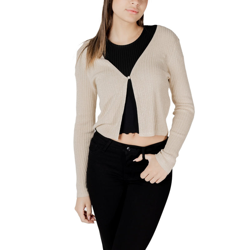Cardigan à gilet à boutons en lurex doré avec encolure en V