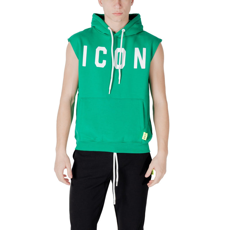 Green Sleeveless Hoodie with White Drawstrings
