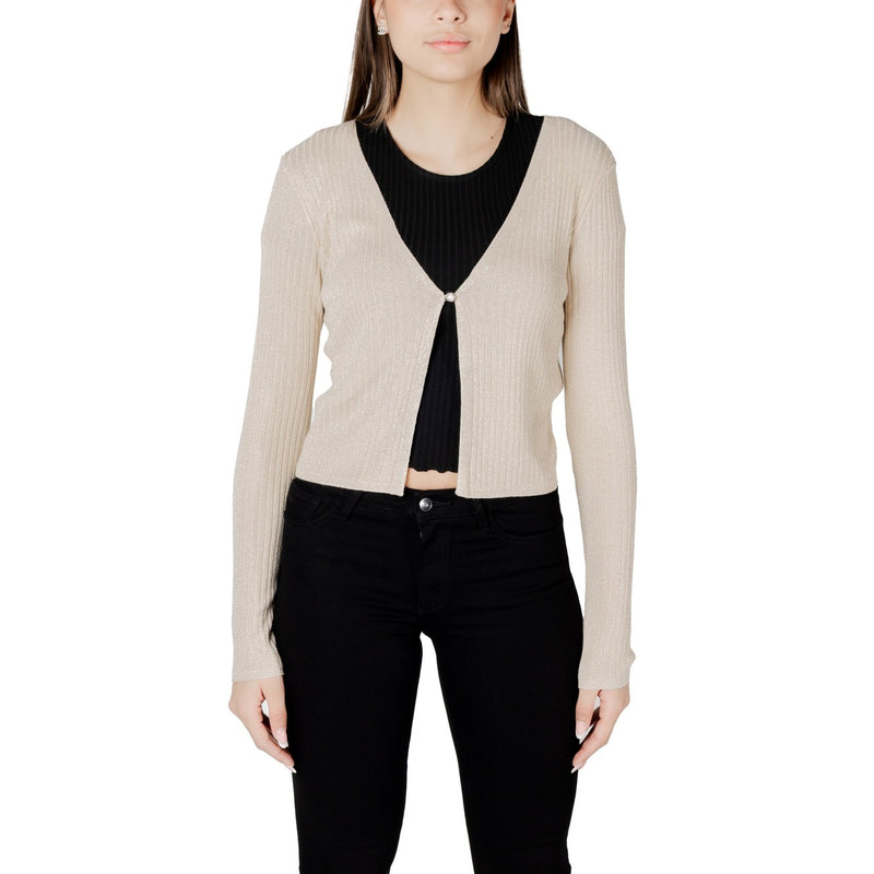 Cardigan à gilet à boutons en lurex doré avec encolure en V