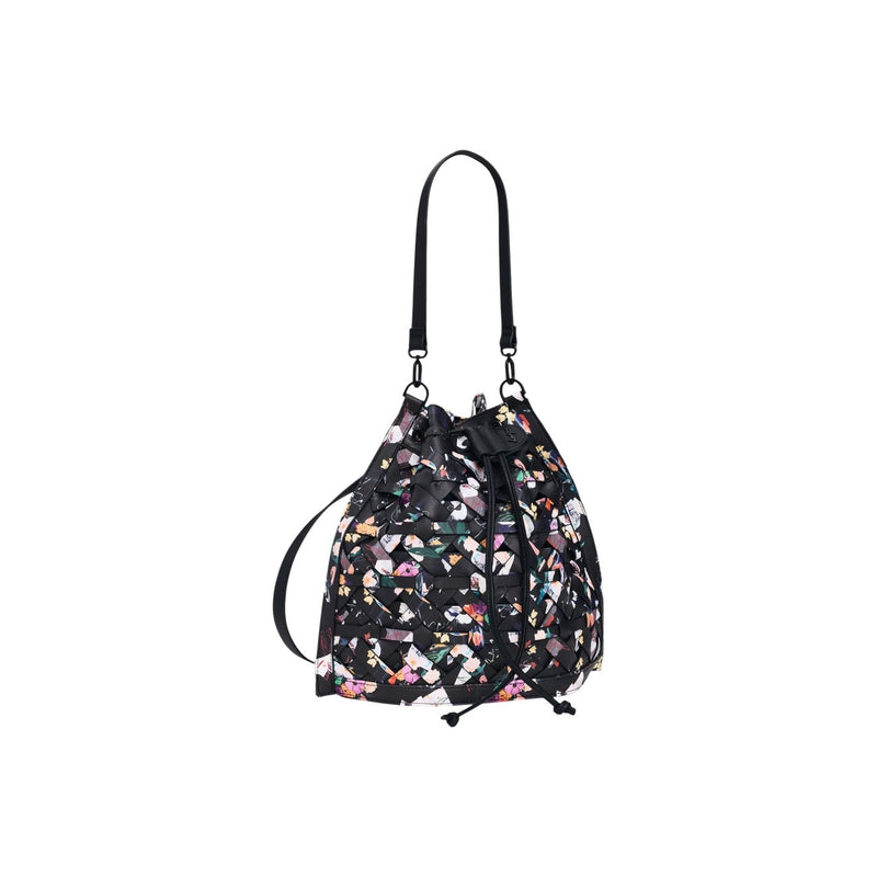 Desigual Black Multicoloured Cotton Handbag with Laces