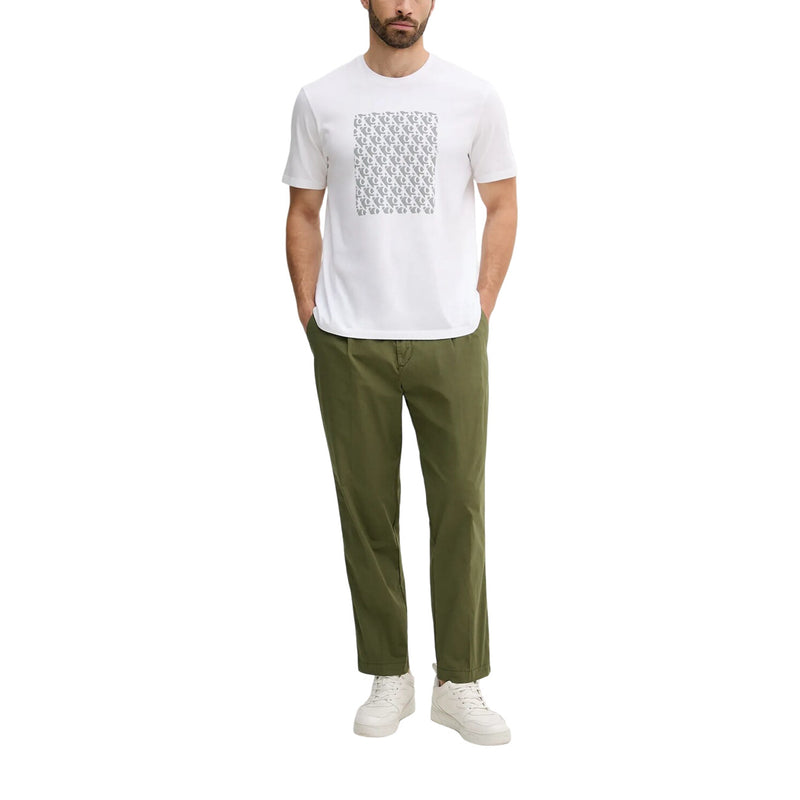 T-shirt blanc à manches courtes avec motif gris