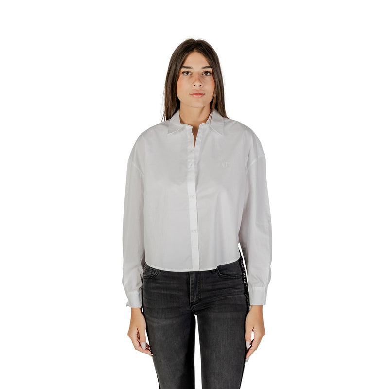 Armani Exchange Women White Cotton Long Sleeve Button Shirt