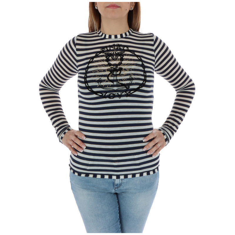 Women Striped Long Sleeve Shirt with Anchor Embellishment