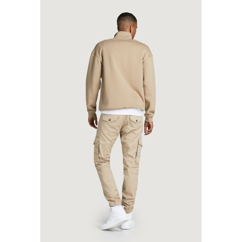 Beige Cotton Jack & Jones Mens Trousers with Pockets