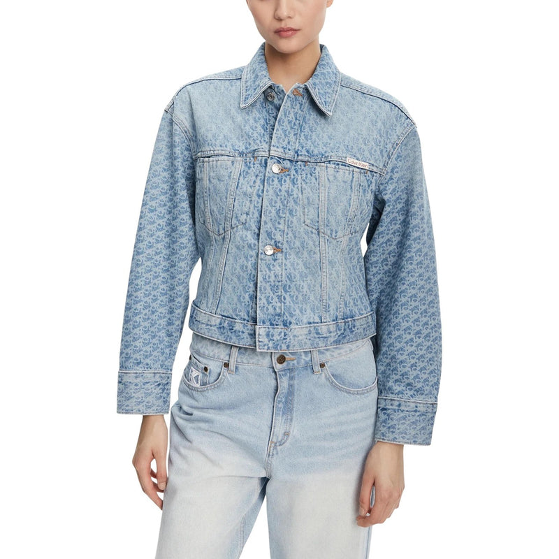Calvin Klein Jeans Women Blue Cotton Blazer with Front Pockets