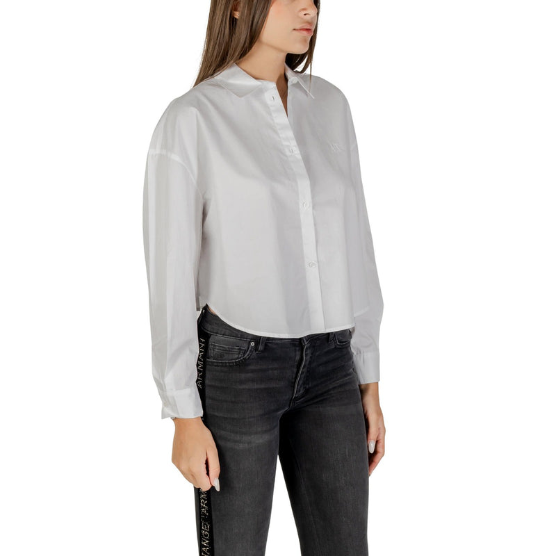 Armani Exchange Women White Cotton Long Sleeve Button Shirt