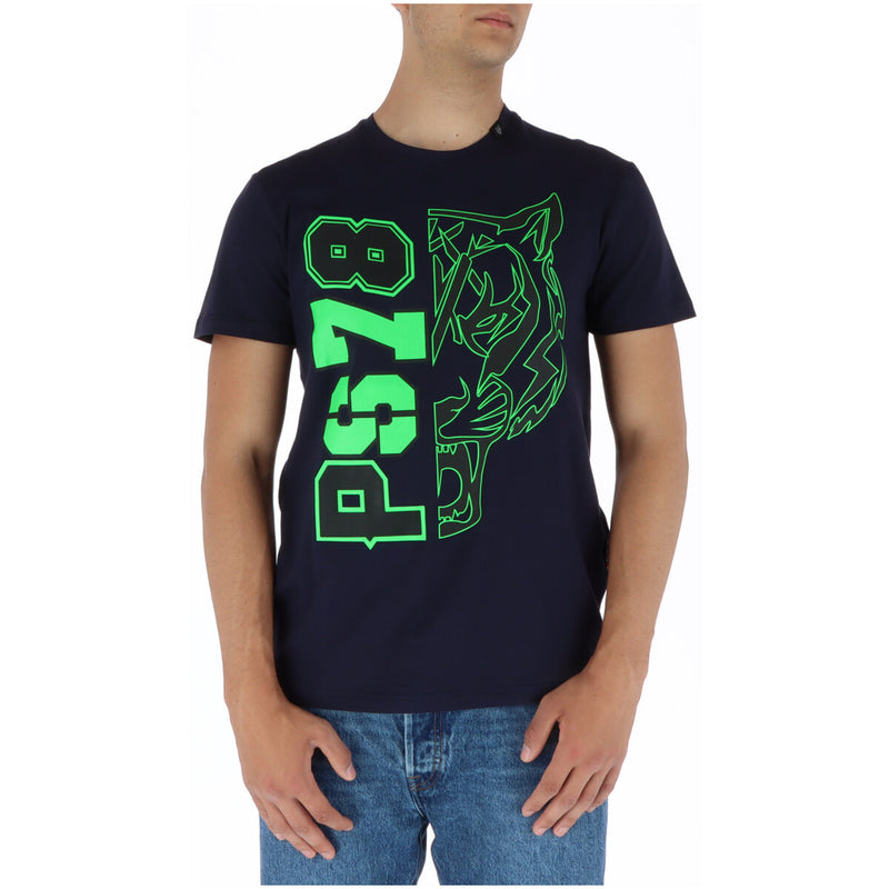 Plein Sport Men's Blue Print T-Shirt Round Neck Short Sleeve