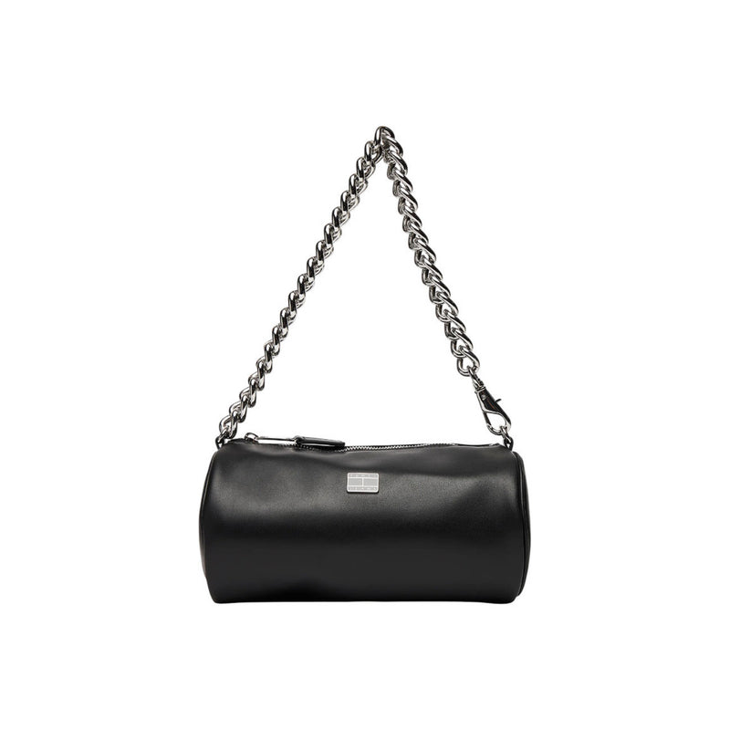 Tommy Hilfiger Black Faux Leather Handbag with Zip Pocket