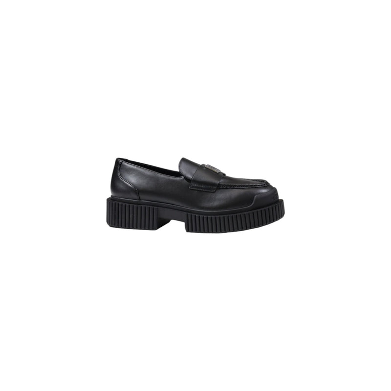 Armani Exchange Women's Black Leather Moccasin Slippers