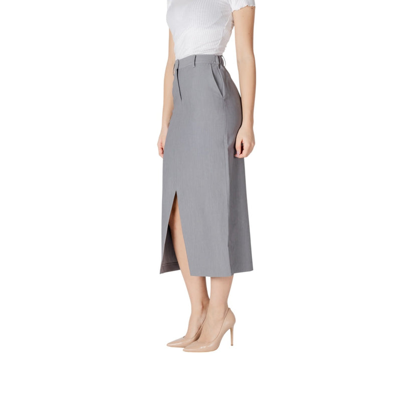 Jupe Ichi Femmes Gris Printemps Été avec Poches