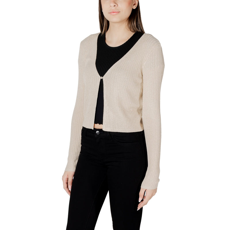Cardigan à gilet à boutons en lurex doré avec encolure en V