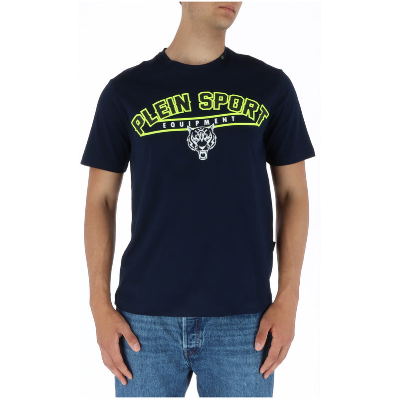 Plein Sport Herren T-Shirt aus bedruckter Baumwolle, blau