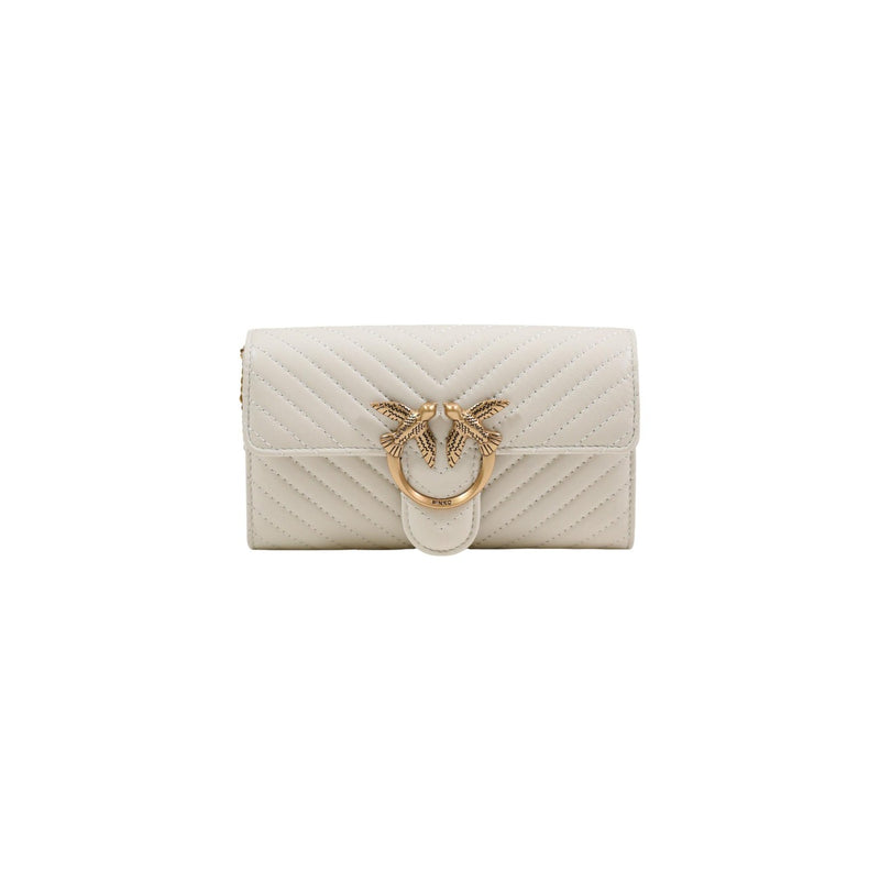 White Leather Shoulder Bag with Interior Pocket by Pinko
