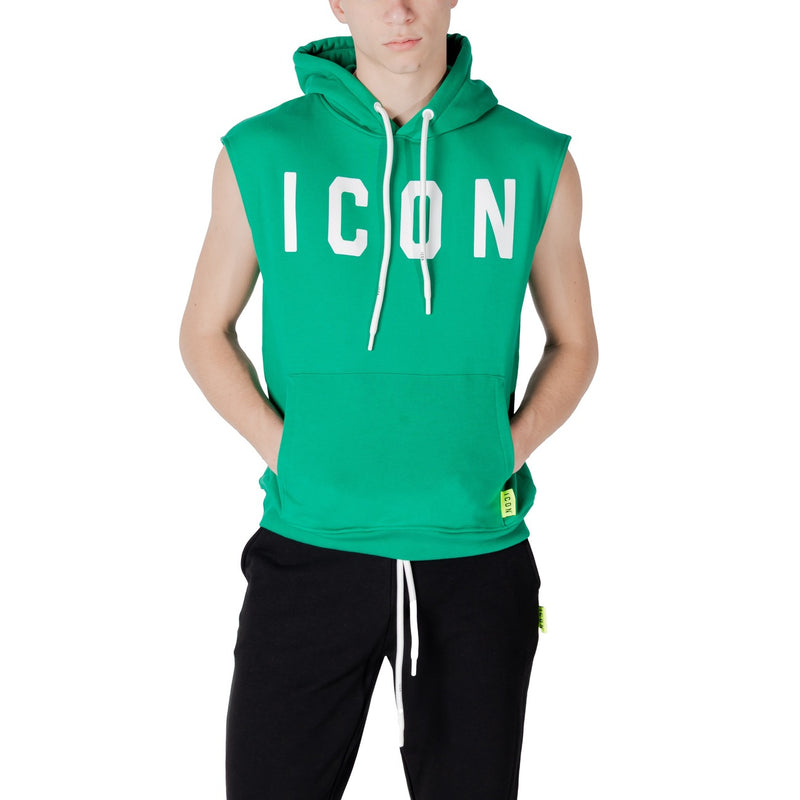 Green Sleeveless Hoodie with White Drawstrings