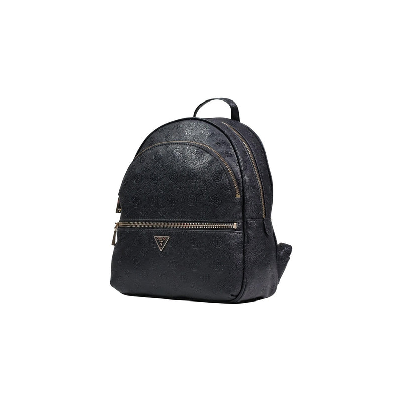 Guess Black Polyurethane Rucksack with Zip Pockets