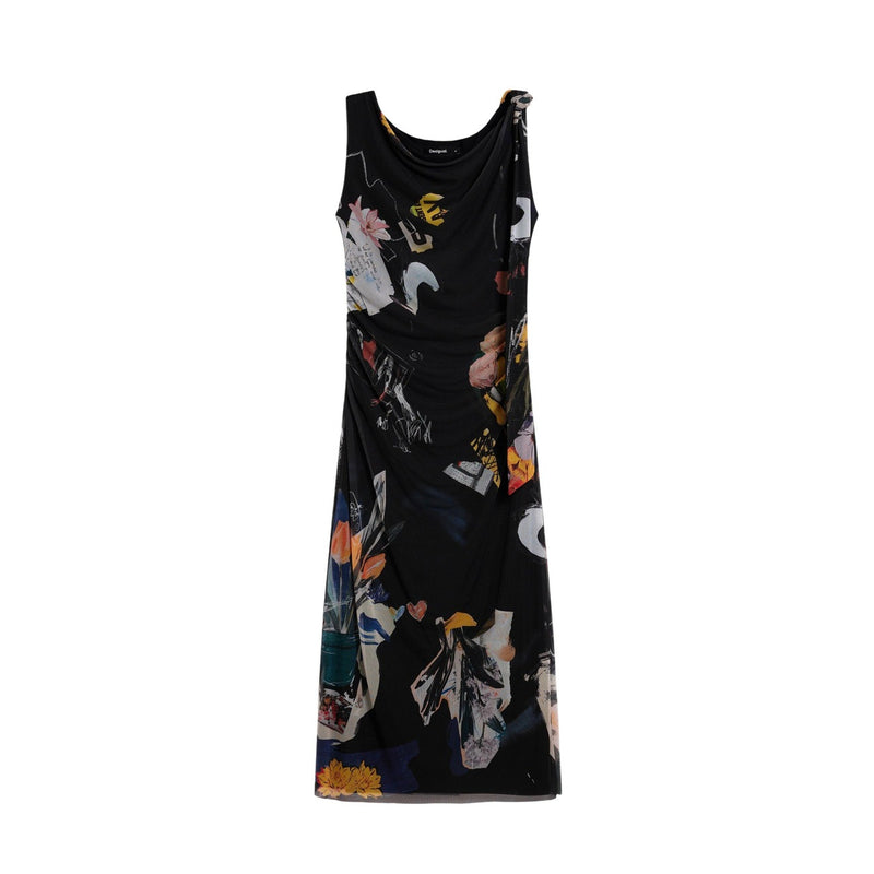 Robe en polyester et élasthanne colorée noire Desigual pour femmes