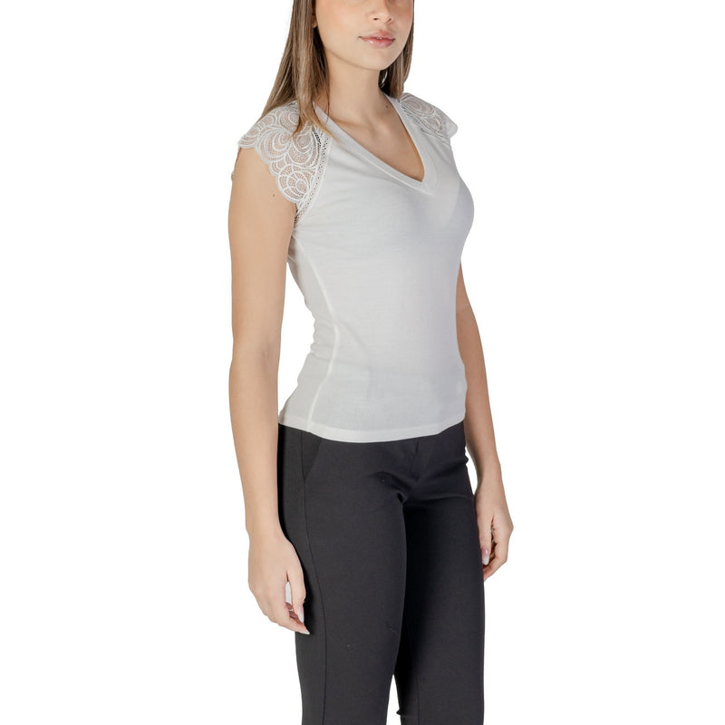 Morgan De Toi White Sleeveless V Neck Blouse