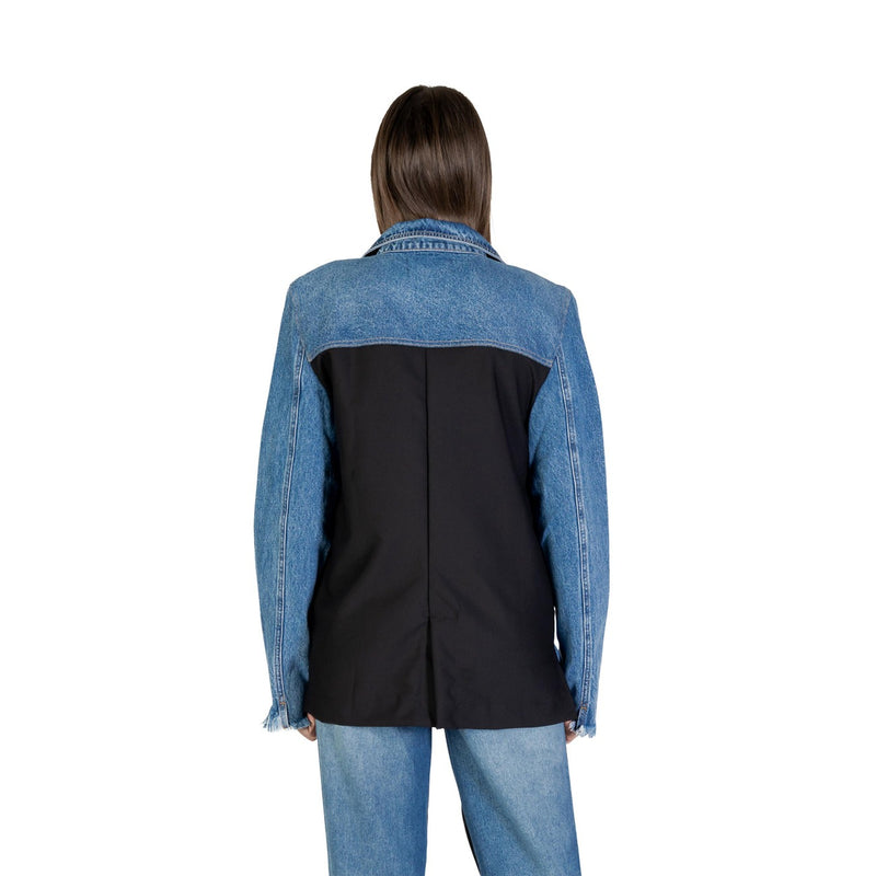 Veste bleue à manches longues avec poches avant pour femmes