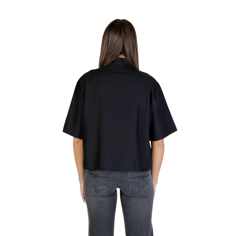 Colcci Women Black Button Short Sleeve Round Neck Shirt