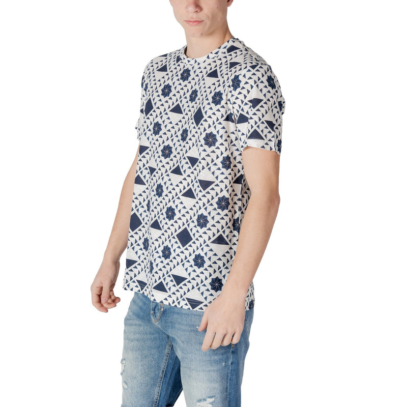 T-shirt à manches courtes à motifs blancs pour hommes