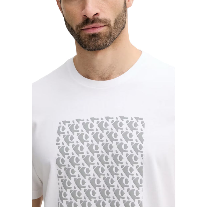 T-shirt blanc à manches courtes avec motif gris