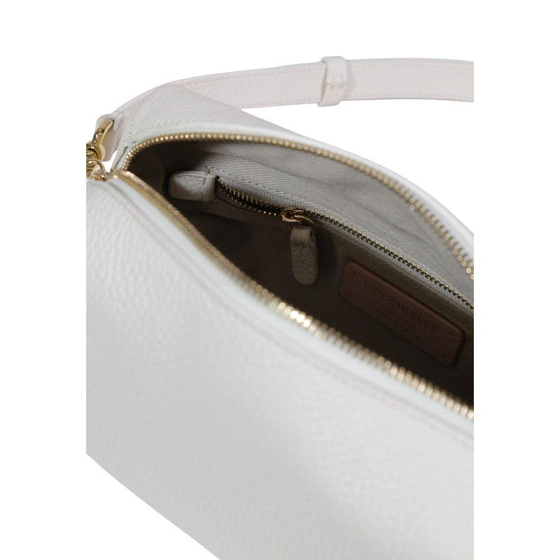 Sac à bandoulière en cuir blanc Coccinelle avec poche zippée