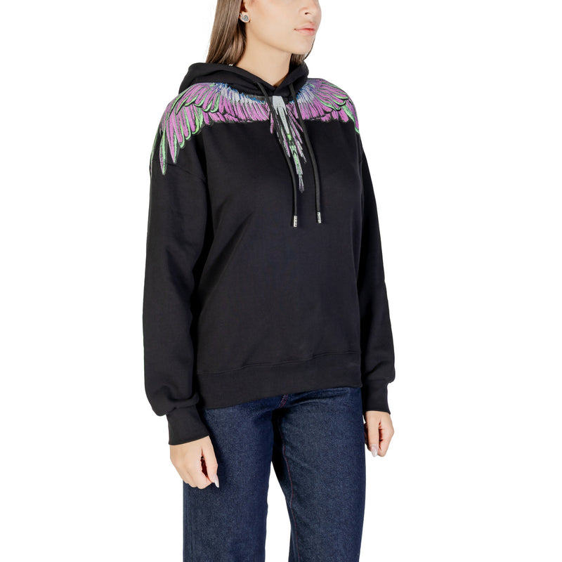 County Of Milan Black Cotton Hooded Sweatshirt for Women