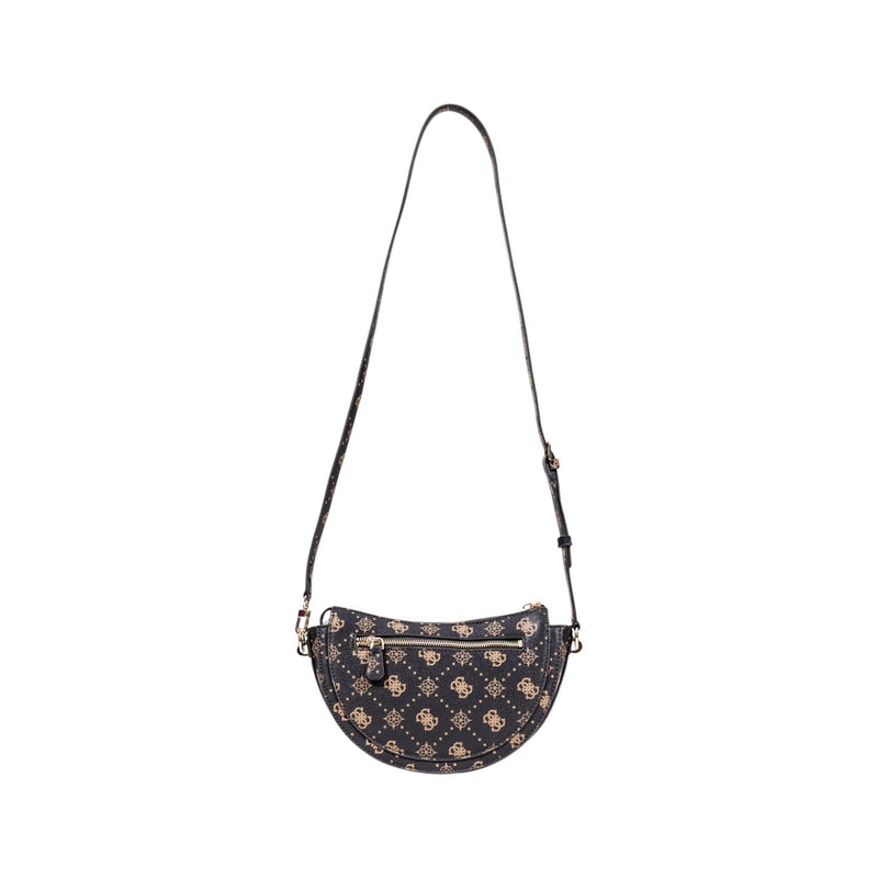 Guess Brown Print Shoulder Bag with Zip Pocket