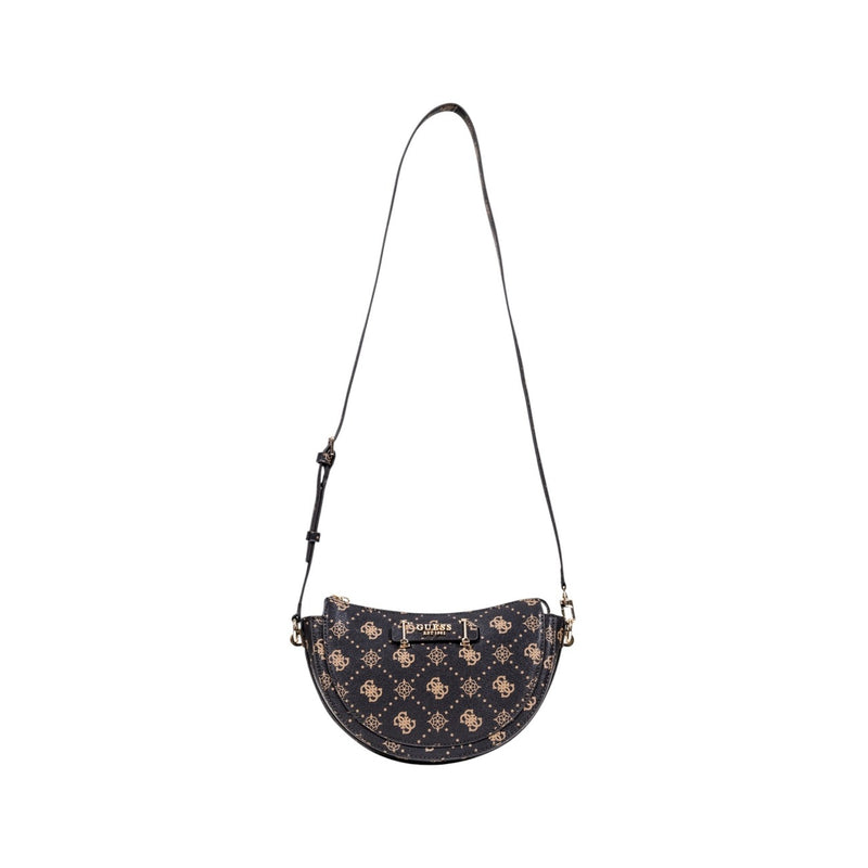 Guess Brown Print Shoulder Bag with Zip Pocket