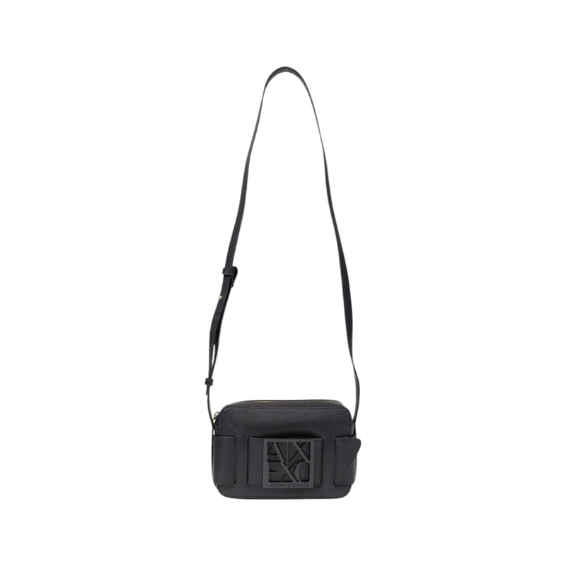 Armani Exchange Black Polyurethane Zip Bag for Women