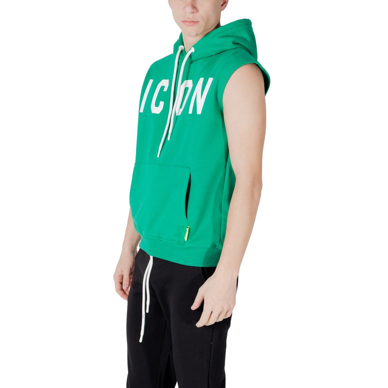 Green Sleeveless Hoodie with White Drawstrings