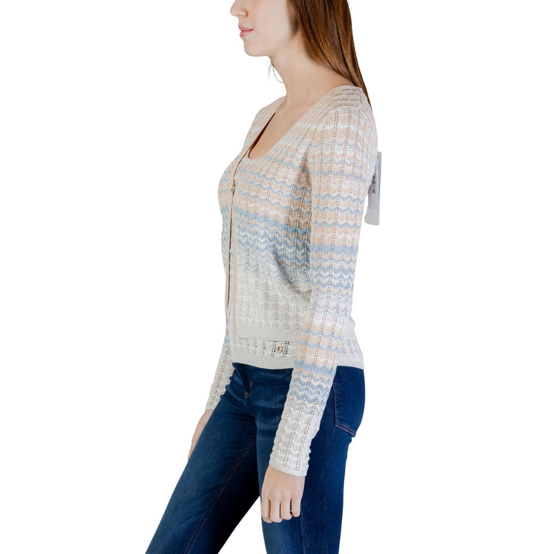 Guess Women Beige Long Sleeve Button V Neck Cardigan