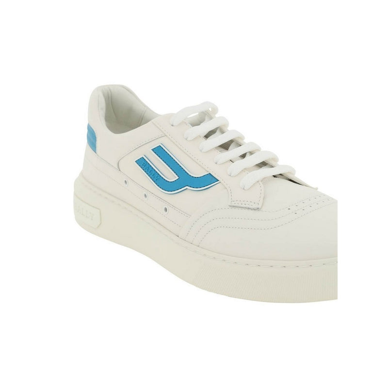 Bally Herren-Armbanduhr aus weißem Leder Sneakers mit blauen Akzenten