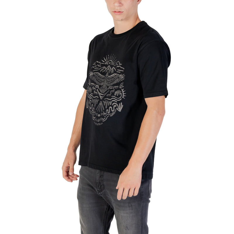 Gianni Lupo Men Tshirt en coton à manches courtes imprimé noir