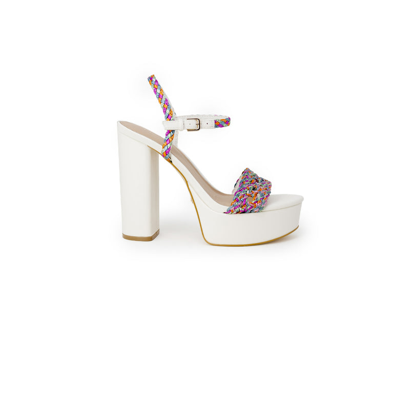 Guess Women Sandals White Block Heel with Bow