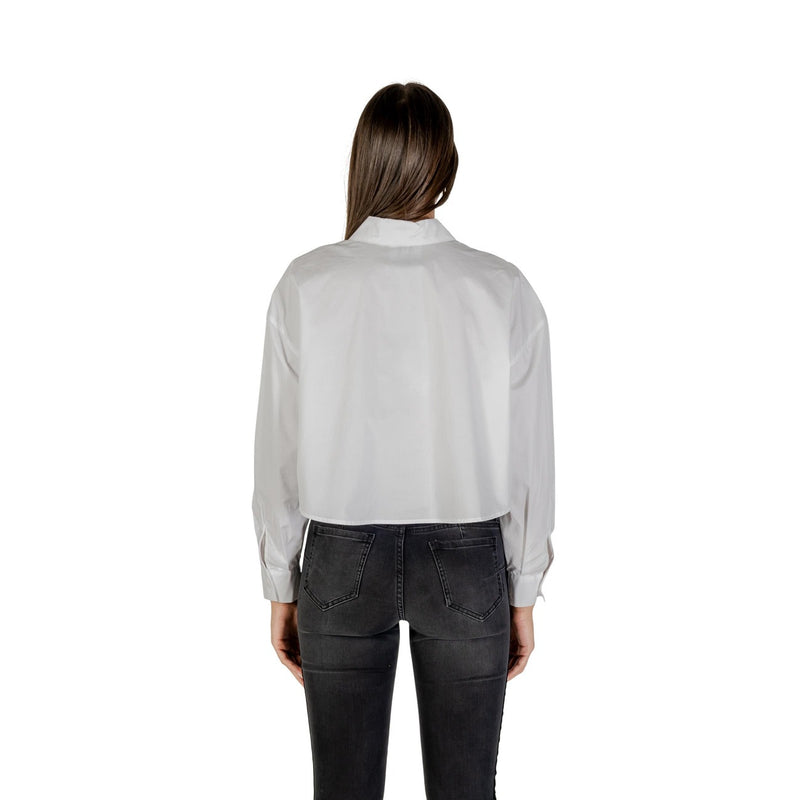 Armani Exchange Women White Cotton Long Sleeve Button Shirt