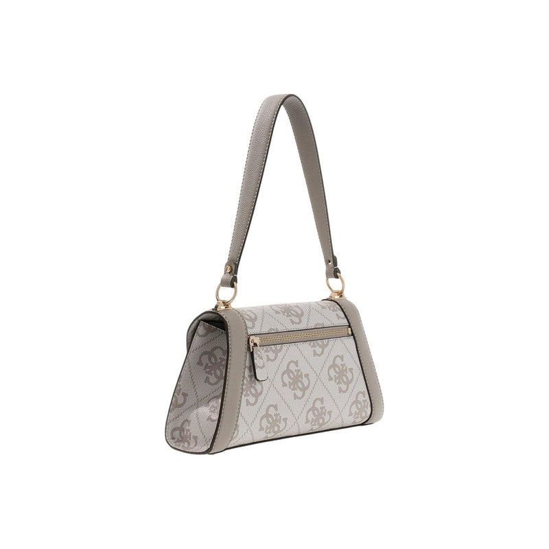 Guess Grey Print Polyurethane Handbag with Shoulder Strap