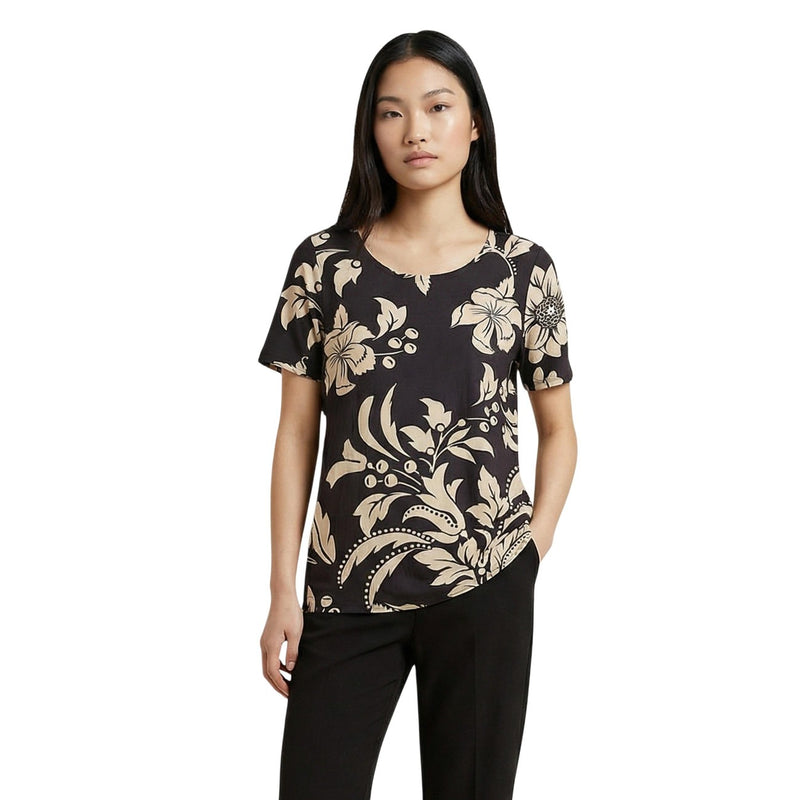 Jacqueline De Yong Black Floral Short Sleeve Blouse
