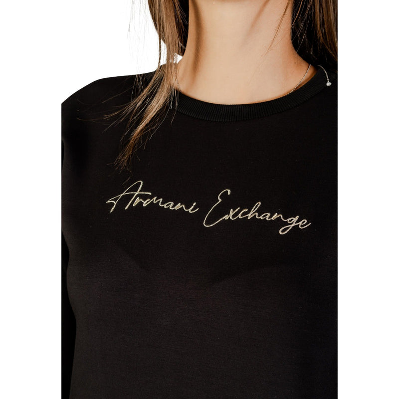 Armani Exchange Women Noir Imprimé Manches Longues Col Rond Sweatshirt