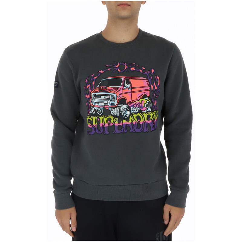Superdry Men's Grey Printed Long Sweatshirt