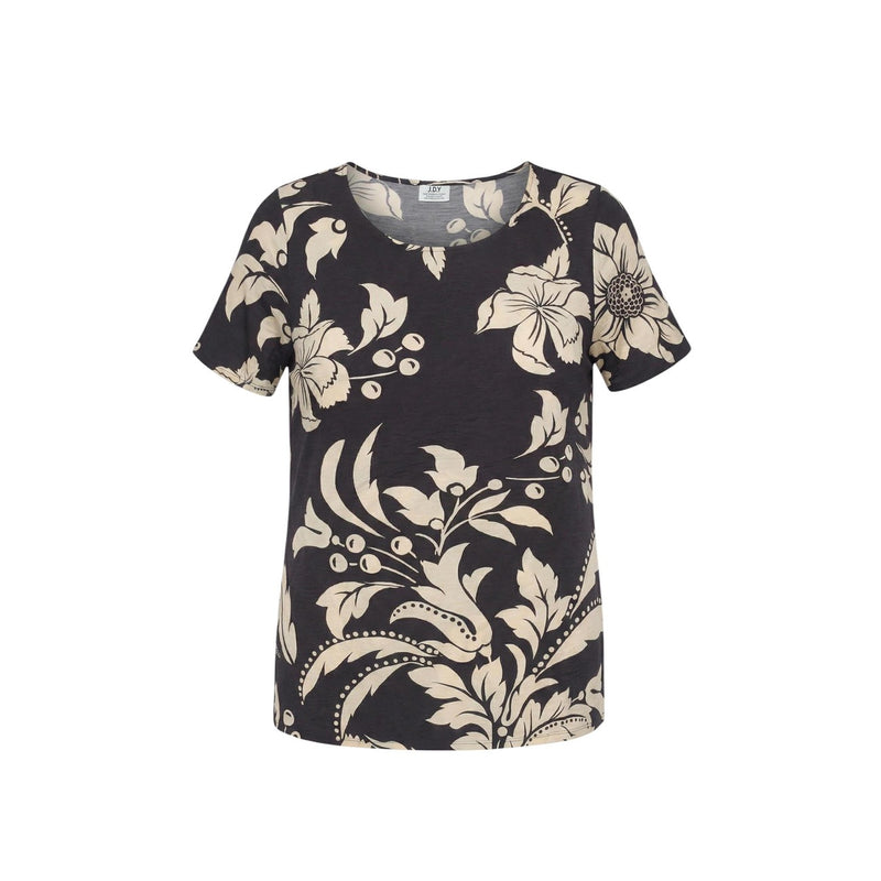 Jacqueline De Yong Black Floral Short Sleeve Blouse