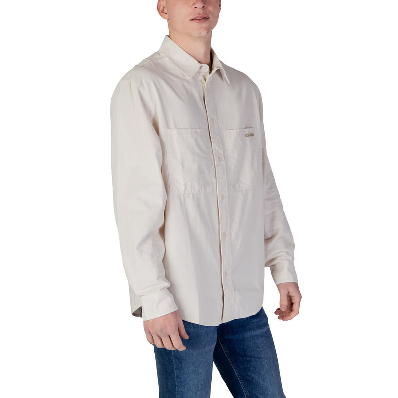 Calvin Klein Jeans Hommes Chemise en coton beige Printemps Eté